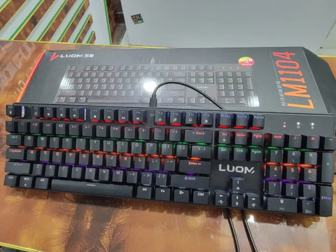 LM1104 Mechanical Wired Keyboard – 104 Keys Pro Gaming Keyboard with Rainbow Lights