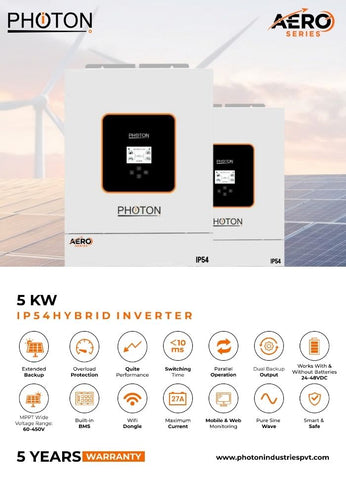 Photon 5 KW Aero Series IP54 PV 9000 Hybrid Inverter