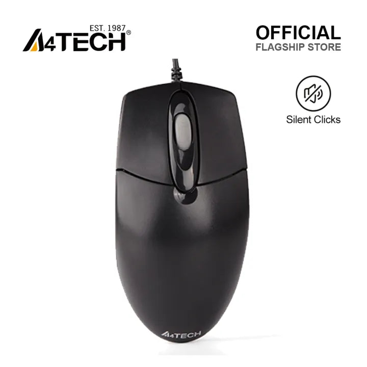 A4Tech OP-720S Optical Mouse - Silent Clicks - 1200 DPI - For PC/Laptop - Black