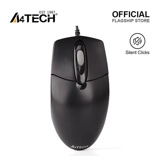 A4Tech OP-720S Optical Mouse - Silent Clicks - 1200 DPI - For PC/Laptop - Black