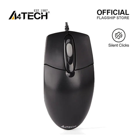 A4Tech OP-720S Optical Mouse - Silent Clicks - 1200 DPI - For PC/Laptop - Black
