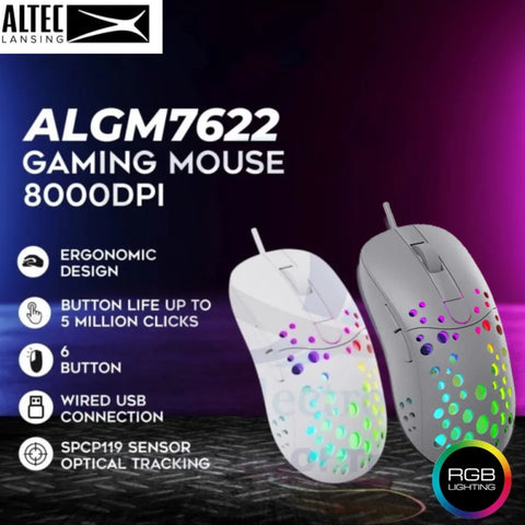 ALTEC LANSING ALGM7622 Gaming Mouse With RGB Backlit 8000dpi 6 Buttons Wired Mouse (ORIGINAL)