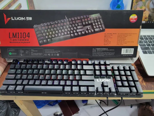 LM1104 Mechanical Wired Keyboard – 104 Keys Pro Gaming Keyboard with Rainbow Lights