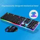 G21B USB Wired 104 Keys Keyboard & Mouse Set Rainbow-Color Backlight for Laptop Computer PC