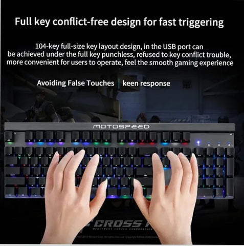 MOTOSPEED CK103 RGB LED Backlit Wired Mechanical Gaming Keyboard