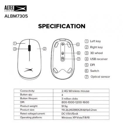 ALTEC Lansing Wireless Mouse ALBM7305