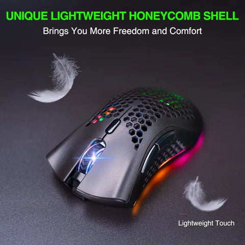 Bengoo KM1 Wireless Honeycomb Gaming Mouse - RGB Lights, 2.4GHz Connection