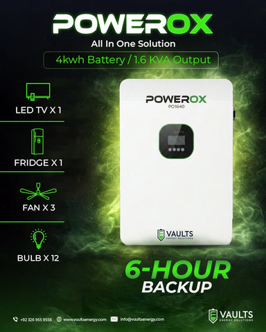 Vaults Energy 1.6kW PowerOx All-in-One 1.6kW Hybrid Solar Inverter + 4kW Lithium Ion Battery