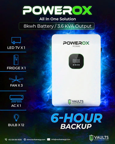 Vaults Energy 3.6kW PowerOx All-in-One 3.6kW Hybrid Solar Inverter + 8kW Lithium Ion Battery (Copy)