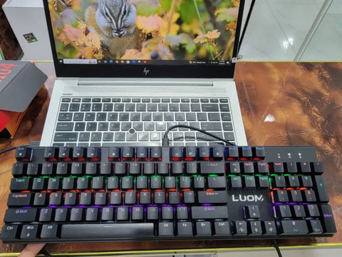 LM1104 Mechanical Wired Keyboard – 104 Keys Pro Gaming Keyboard with Rainbow Lights