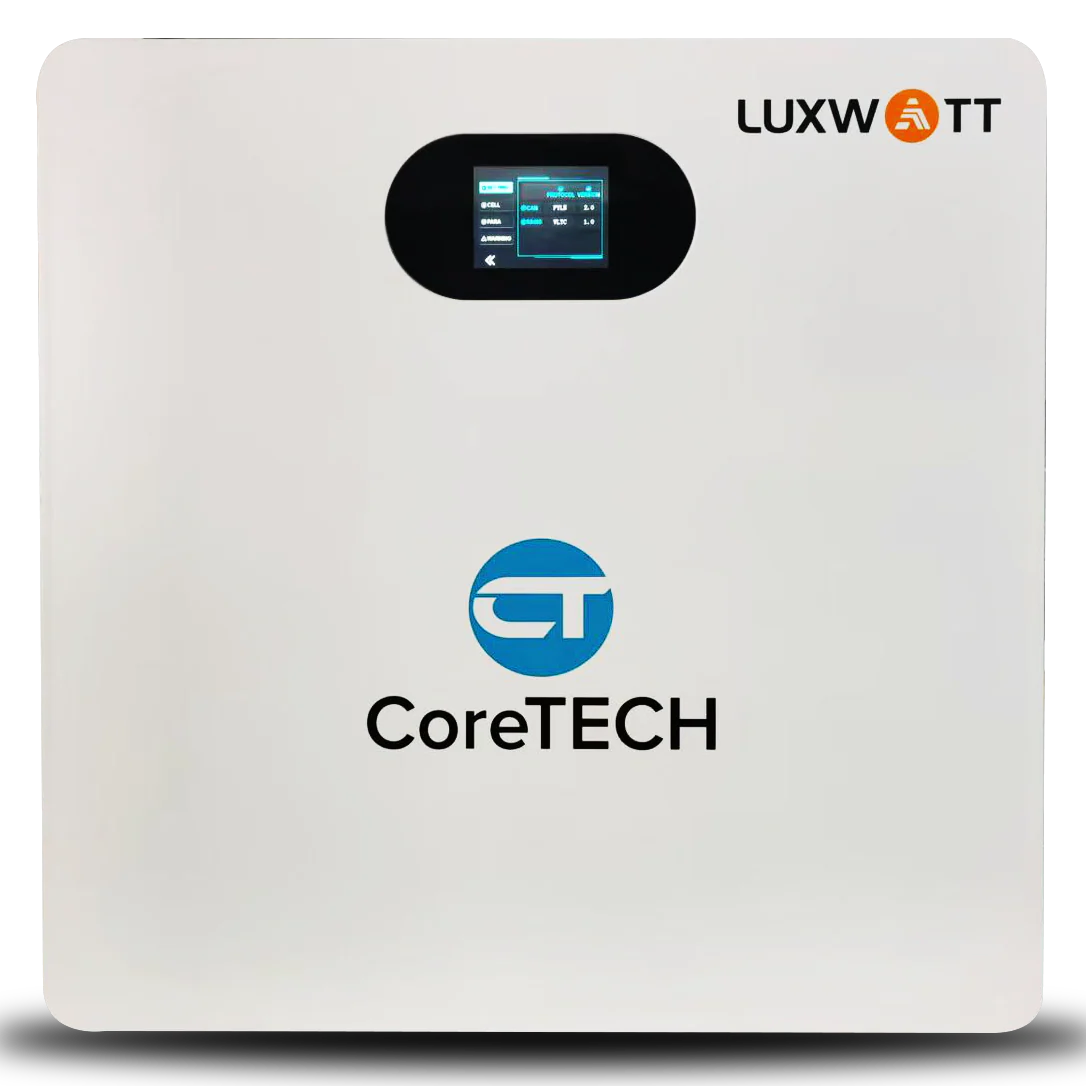 CoreTech LUXWATT 51.2V 100Ah Wall-Mount LiFePO₄ Battery – 5.12kWh Solar Energy Storage with Touchscreen, WiFi & BMS (ES-BOX42)