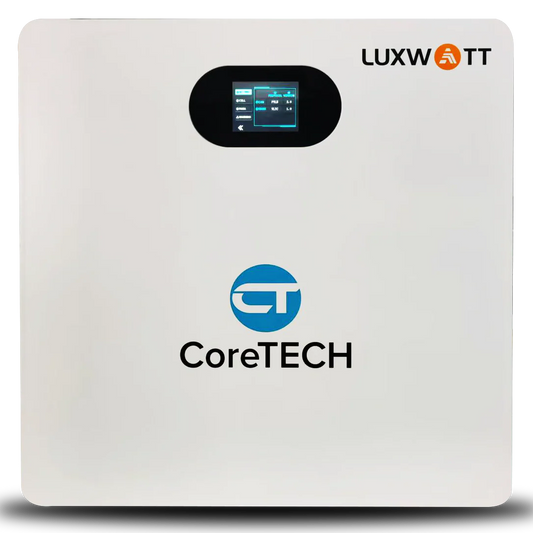 CoreTech LUXWATT 51.2V 100Ah Wall-Mount LiFePO₄ Battery – 5.12kWh Solar Energy Storage with Touchscreen, WiFi & BMS (ES-BOX42)