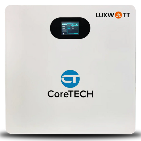 CoreTech LUXWATT 51.2V 100Ah Wall-Mount LiFePO₄ Battery – 5.12kWh Solar Energy Storage with Touchscreen, WiFi & BMS (ES-BOX42)